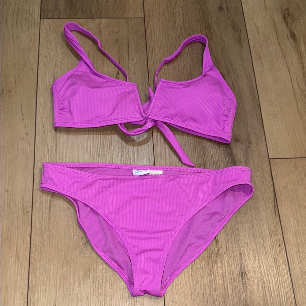 California Waves Ribbed Pink Bikini Top